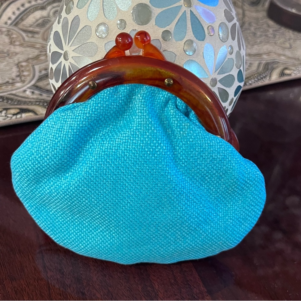 Vintage blue-turquoise clutch/coin bag